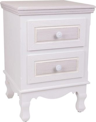 Wanderlust Deco Wanderlust Deco - Mesita De Noche De Madera De 2 Cajones Blanco 37x33.5x53