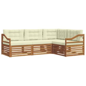 vidaXL Conjunto De Sof&aacute;s De Exterior Con Coj&iacute;n 4 Pcs Natural Y Crema Vidaxl