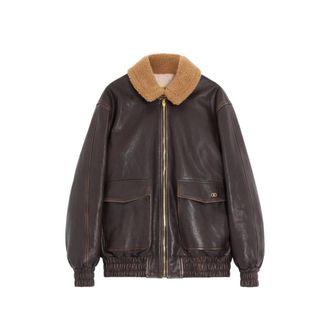 Valentino Aged-effect Leather Caban Jacket