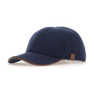 Eleventy Cashmere Hoed - Heren - Petten - Blauw - ONE Size - Leer - Accessoires