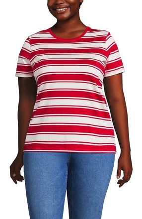 Lands End Relaxed Supima Cotton T-Shirt in Compass Red Sail Stripes at Nordstrom, Size 1X