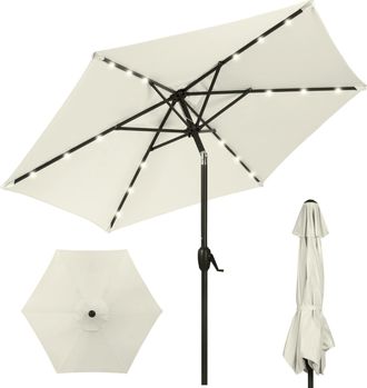 Best Choice Products 7.5ft Outdoor Solar Patio Umbrella for Deck, Pool w/ Tilt, Crank, LED Lights