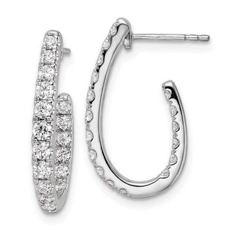 Diamond2Deal 14K White Gold 1 ct Lab Grown Diamond In and Out J- Hoop Earrings VS Clarity, G-H Color
