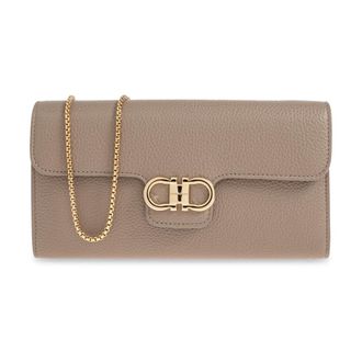 Ferragamo Wallets & Cardholders, female, Beige, Size: ONE SIZE Leather Wallet On A Chain
