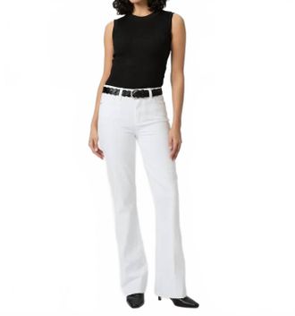 Paige Laurel Canyon Raw Hem Jean In Crisp White