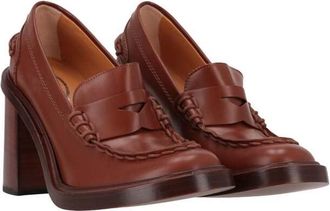 Tod's Womens Brown Leather Block-Heel Loafers, Size 7