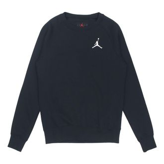 Nike Jordan Mens Air Jordan Logo Embroidered Sports Round Neck Pullover Black BQ2941-010