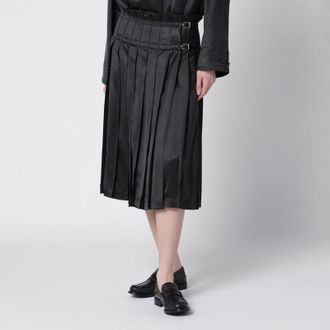 Durazzi Milano Dark grey glossy viscose pleated skirt