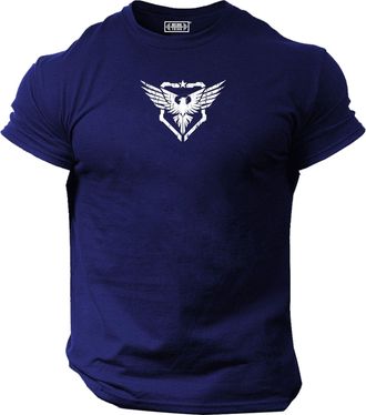 Generic Military Eagle T Shirt Gym Clothing Bodybuilding Training Workout Exercise Fitness Boxing MMA Tee Top (UK, Alpha, L, Regular, Regular, Navy)