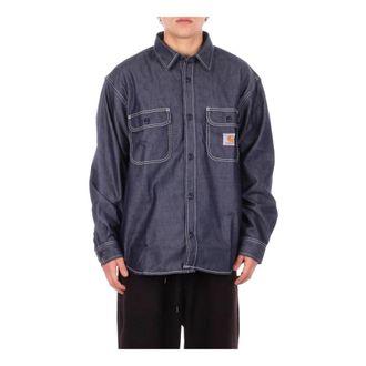 Carhartt Work in Progress Logo Front Jacket - Heren - Spijkeroverhemden - Blauw - S - Katoen - Overhemden