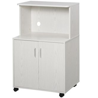 HOMCOM Aparador auxiliar para microondas 60.4x40.3x97 cm blanco