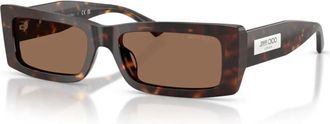 Jimmy Choo London Rechthoekige zonnebril met Havana montuur - unisex - Zonnebrillen - Bruin - 54 MM - Accessoires