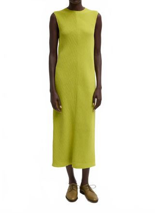 Tibi Plisse Sleeveless Bias Dress In Pea Pod