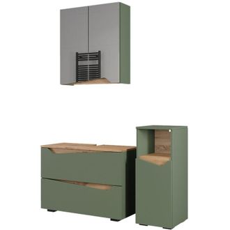 Vicco Conjunto De Muebles De Ba&ntilde;o Marelle, Verde/artesano, 3 Piezas Con Gabinete Midi, Vicco