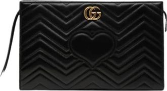 Gucci Pre-owned Matelass&eacute; Clutch - Dames - Vintage Clutch - Zwart - ONE Size - Leer - Vintage