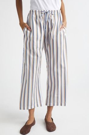 Leset Yoshi Stripe Cotton Blend Drawstring Pants in Parch/choco/blue Stripe at Nordstrom, Size X-Large