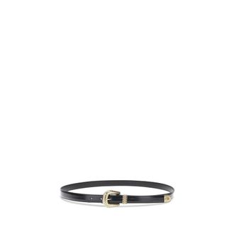 Valentino Garavani Gold VLogo Leather Belt - male - Valentino Garavani - Belts - Black - 100 CM - Accessories