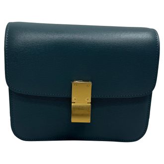 Celine Celine Smooth Teen Box Bag in groen leer