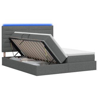 vidaXL Letto Con Contenitore Led E Materasso Grigio Scuro 180 X 200 Cm Vidaxl