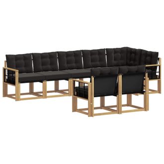 vidaXL Conjunto De Sof&aacute;s De Exterior Con Coj&iacute;n 8 Pcs Blanco Y Negro Vidaxl