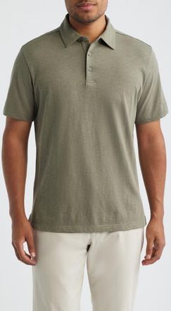 Robert Barakett Brightwood Slub Cotton Polo in Dusty Olive at Nordstrom, Size Xx-Large