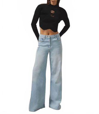 Reiss Sandy Mclaren F1 Team Cut-Out Knit Crop Top In Black