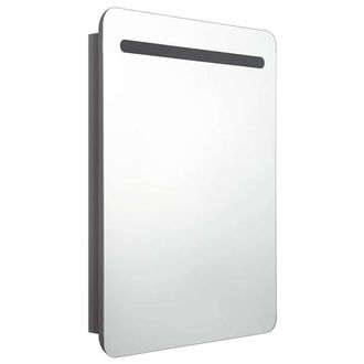 Berkfield Home LED Bathroom Mirror Cabinet Shining Grey 60x11x80 cm | Size: 60 x 11 x 80 cm