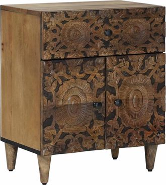 vidaXL Mueble Cama Marr&oacute;n 50 X 33 X 60 Cm Madera De Mango Maciza Vidaxl
