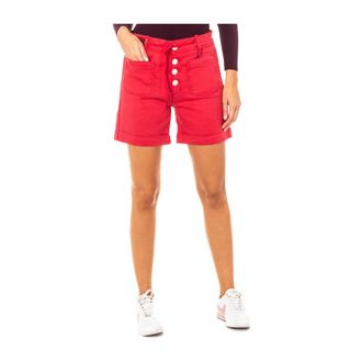 La Martina Rode Shorts met Verstelbare Tailleband en Originele Knopen - Dames - Bermuda - Rood - W26 - Katoen - Korte Broeken