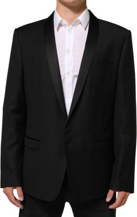 Dolce & Gabbana Black Wool GOLD 1 Button Men Suit Mens Blazer