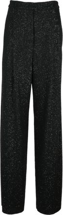 Max Mara Pantalone Navigli - Dames - Wijde Broeken - Zwart - M - Polyester - Broeken