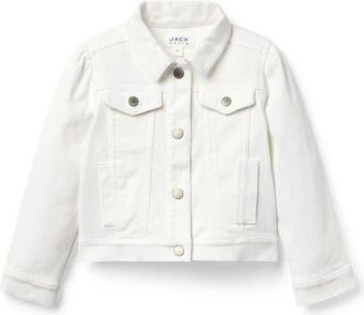Janie and Jack Denim Puff Sleeve Jacket in White at Nordstrom, Size 18-24M