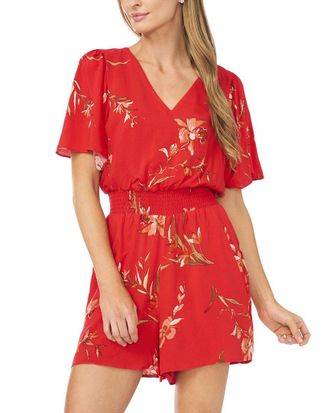 CeCe by Cynthia Steffe Cece V Neck Flutter Sleeve Romper
