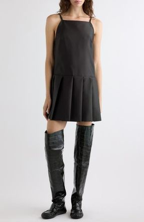 Acne Studios Dary Duchesse Satin Dress in Dark Chocolate Brown at Nordstrom, Size 40