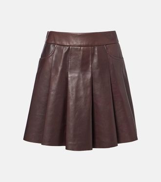 Nour Hammour Pleated leather miniskirt