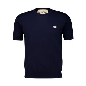 Valentino Garavani Virgin Wool Knit T-Shirt - male - Valentino Garavani - T-Shirts - Blue - M - Tops