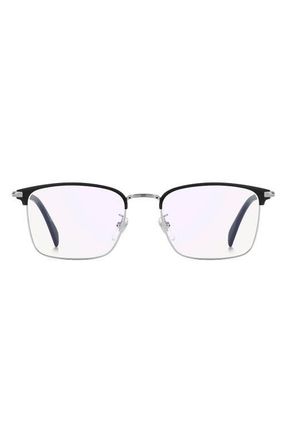David Beckham 54mm Rectangular Optical Glasses in Matte Black Ruthenium/Blue Sp at Nordstrom