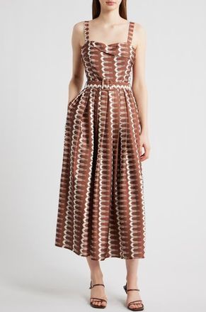 Ciebon Edia Geo Print Belted Maxi Dress in Brown at Nordstrom, Size X-Small