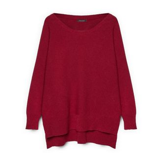 Fiorella Rubino Trui met ronde hals van viscosemix - Dames - Ronde hals truien - Rood - M/L - Denim - Truien & Vesten