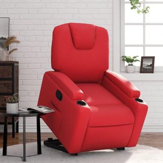 vidaXL Sill&oacute;n Reclinable Elevable Cuero Artificial Rojo Vidaxl