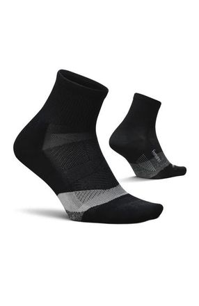 Feetures Elite Light Cushion Quarter Solid Sport Sock with Targeted Compression in Black at Nordstrom, Size X-Large