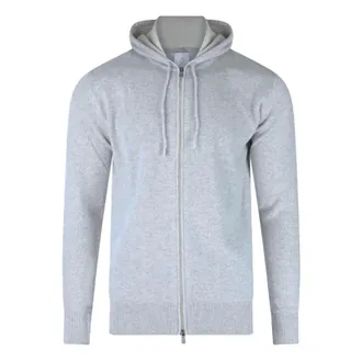 Eleventy Cashmere Knitwear, male, Gray, Size: XL Cashmere Zip-Up Hoodie