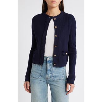 Mango Textured Knit Cardigan in Navy at Nordstrom, Size X-Small