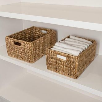 Happimess Leif Rustic Minimalist Hand-Woven Hyacinth Nesting Baskets with Handles in Natural at Nordstrom