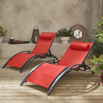 Sweeek Set 2 lettini prendisole in alluminio textilene multiposizione