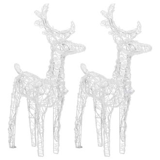 vidaXL Renos De Navidad 2 Unidades 80 Led Blanco C&aacute;lido Acr&iacute;lico Vidaxl