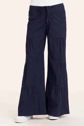 Xcvi Womens Terraced Wide Leg Pants In Navy