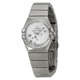 Omega Pre-owned Omega Constellation Star Diamond Mother of Pearl (with bevelled polished steel sta Dial Ladies Watch 123.15.24.60.05.003