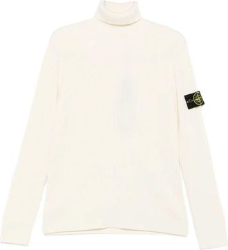 Stone Island Pullover A Collo Alto In Lana A Costine-Uomo