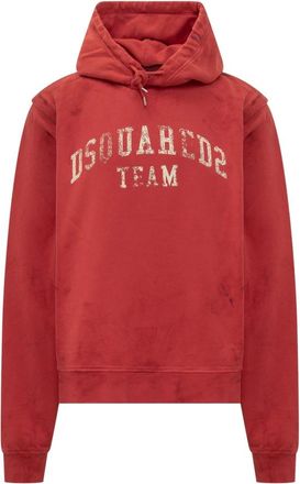 Dsquared2 Hoodie met logo-print - Heren - Hoodies - Rood - S - Katoen - Hoodies & sweatvesten